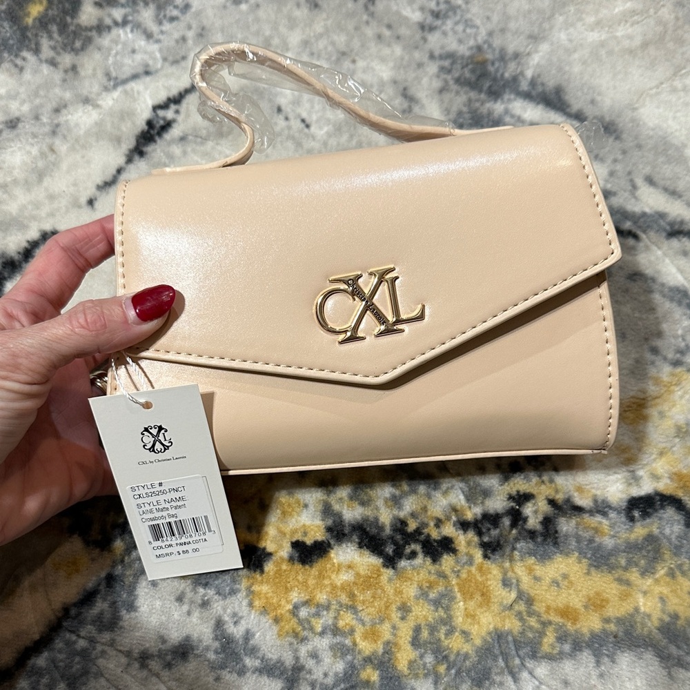 Christian Lacroix Cream Clutch with Gold Logo